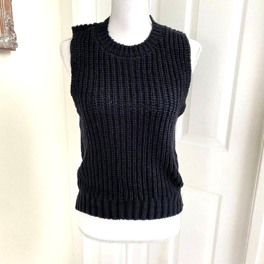 Abercrombie & Fitch Chunky Knit Sleeveless Sweater Top Size Small Black  B13